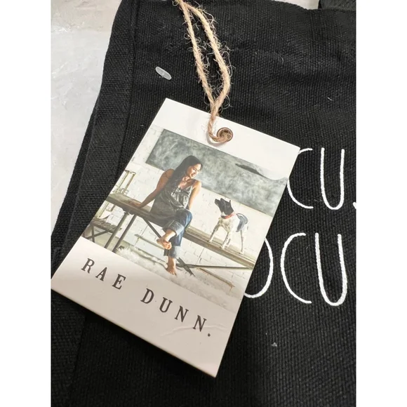 (2) Rae Dunn Small Canvas Black Hocus Pocus Tote Bag NWT - Picture 4 of 6